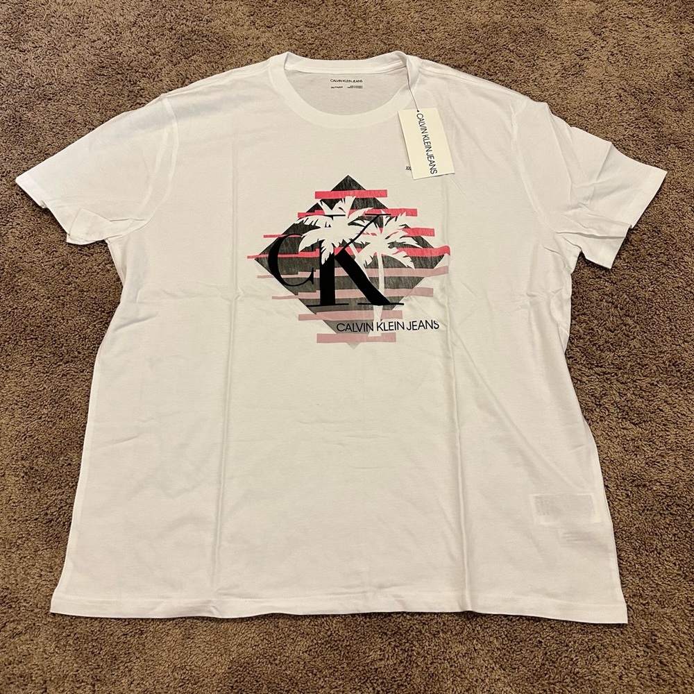 New Calvin Klein Jeans Logo+Palm Trees T-Shirt 2XL